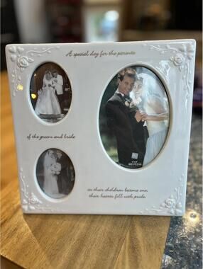 Porcelain Triple Photo Frame for Parents Wedding photos-Russ